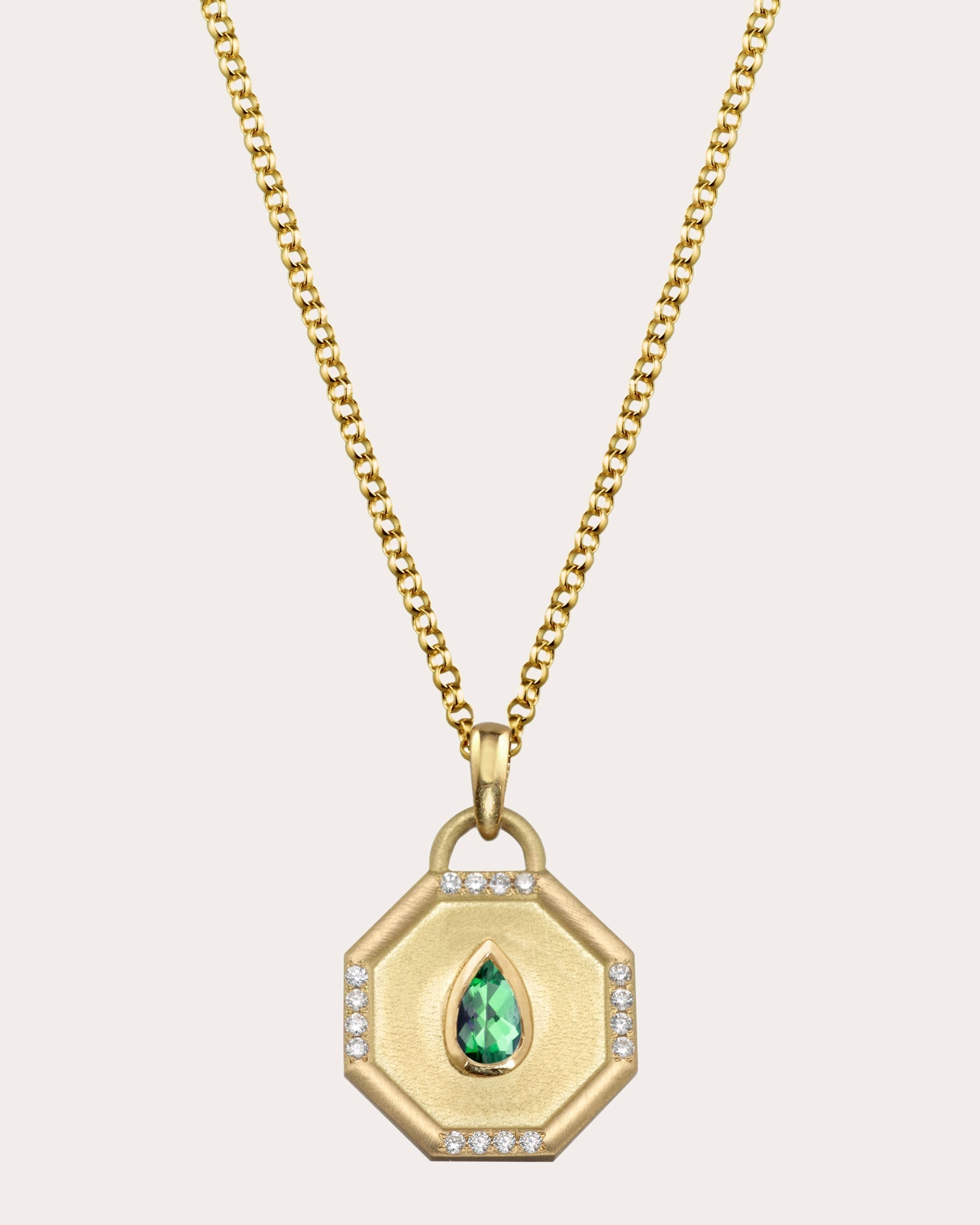 Fairy Dust 18K Gold Emerald and Diamond Pendant Necklace