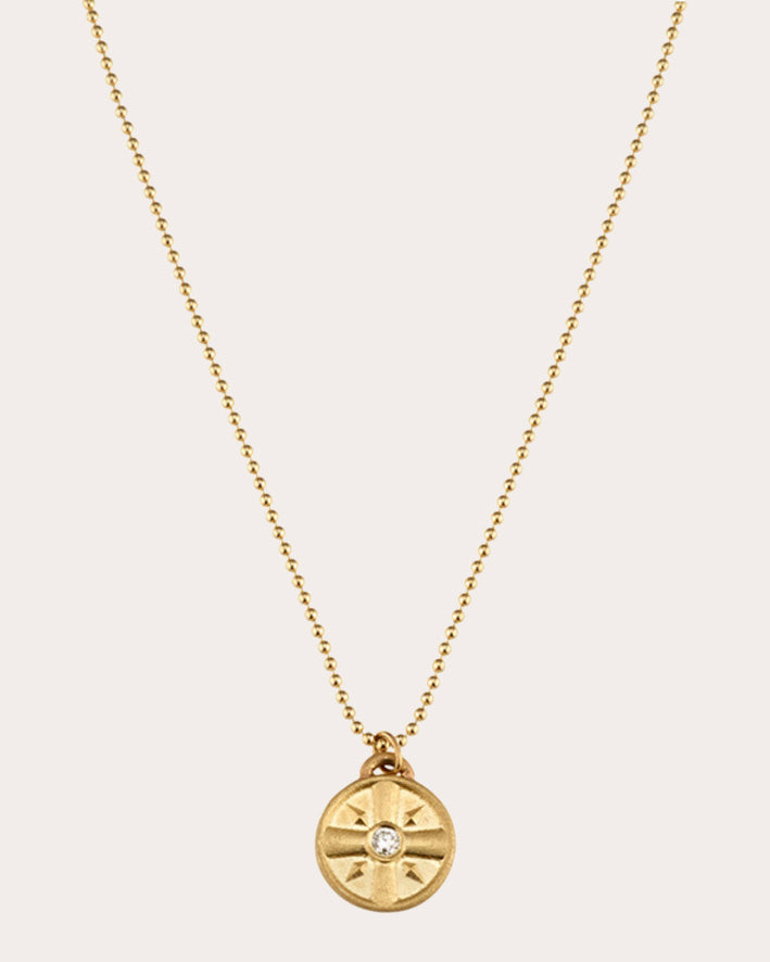 Mini Eye of the Sun 14K Gold Diamond Pendant Necklace