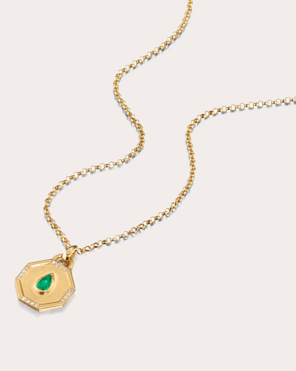 Fairy Dust 18K Gold Emerald and Diamond Pendant Necklace