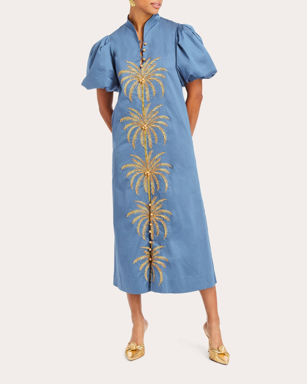 Elliana Embroidered Cotton Poplin Midi Dress