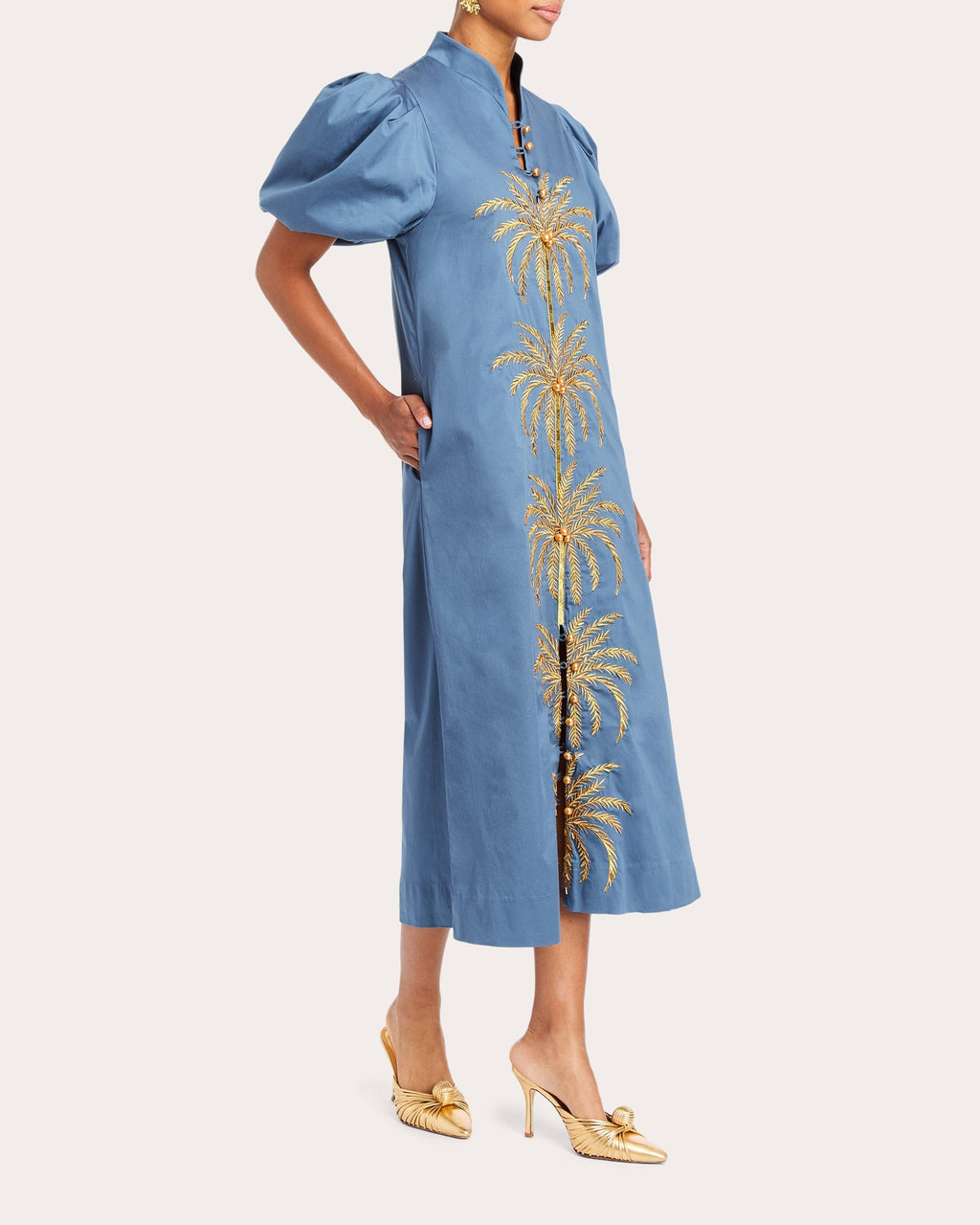 Elliana Embroidered Cotton Poplin Midi Dress