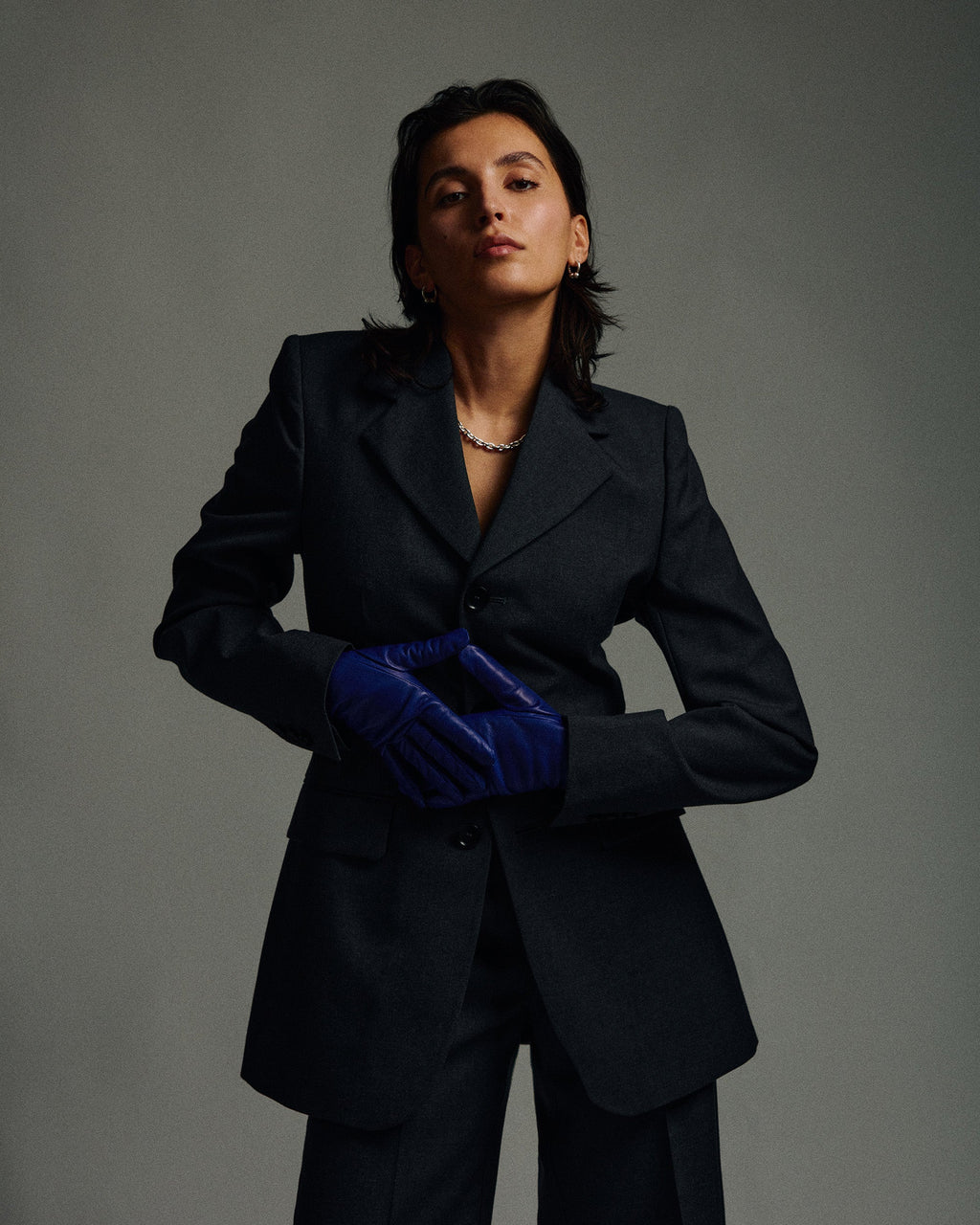 Blue Essentials Leather Gloves