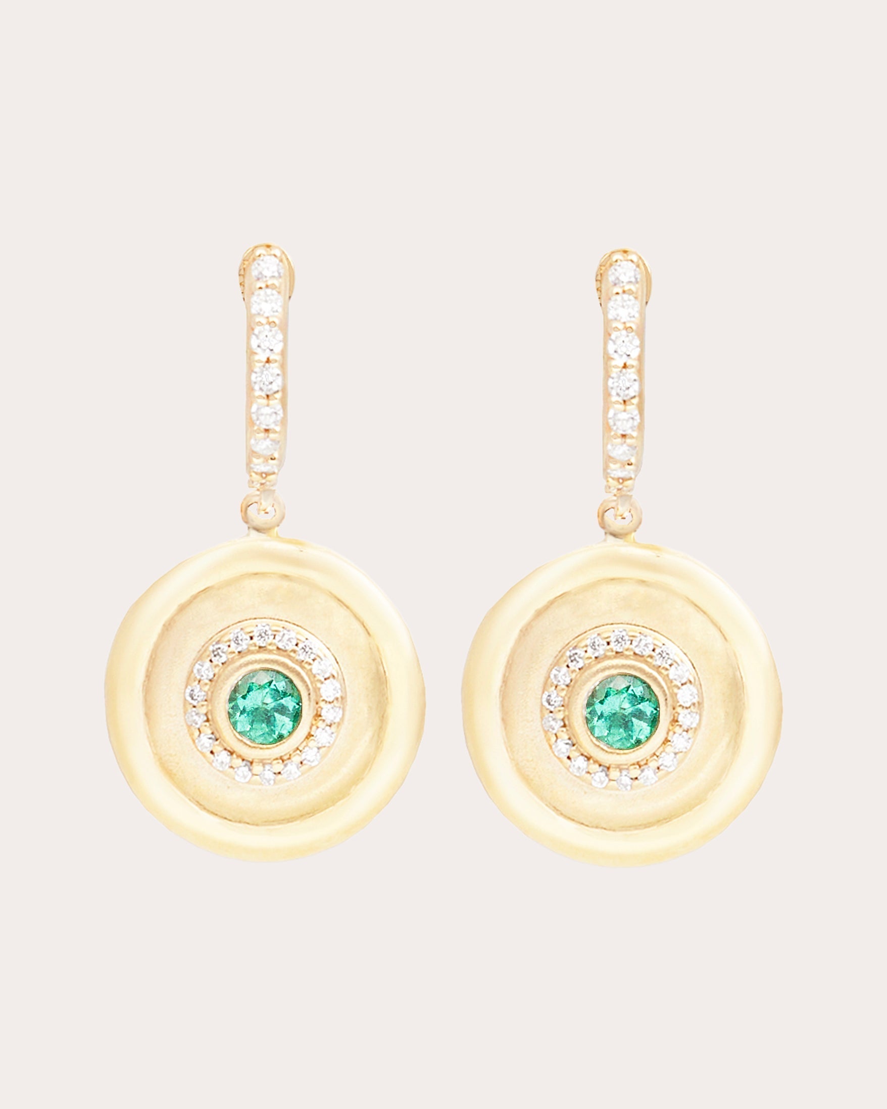 Evolve 14K Gold Emerald Charm Earrings