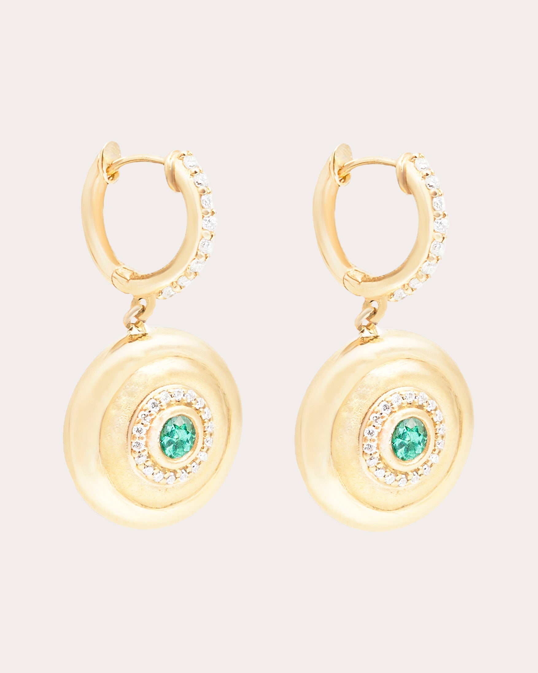Evolve 14K Gold Emerald Charm Earrings