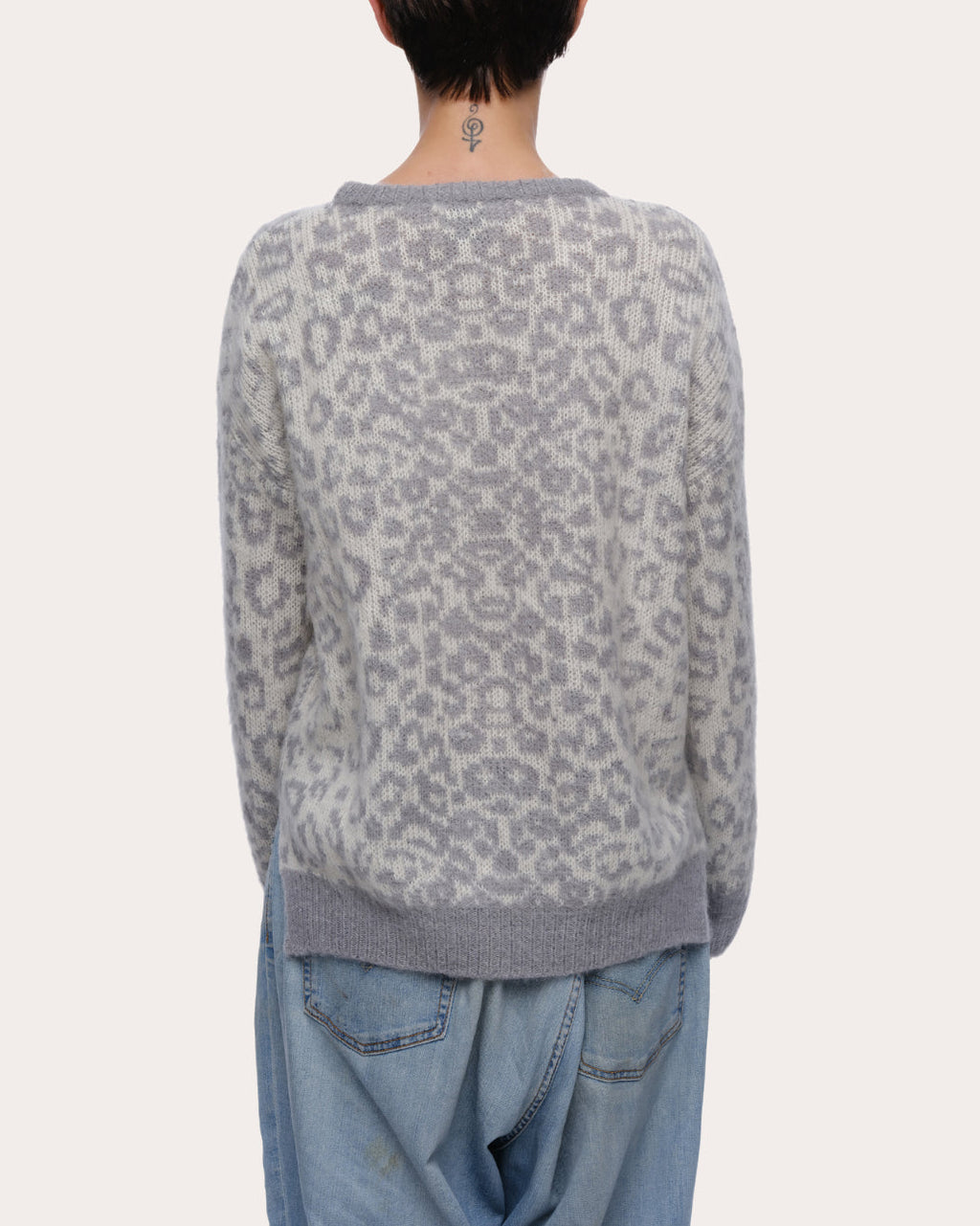 Kimry Jacquard-Knit Brushed Cashmere-Blend Sweater