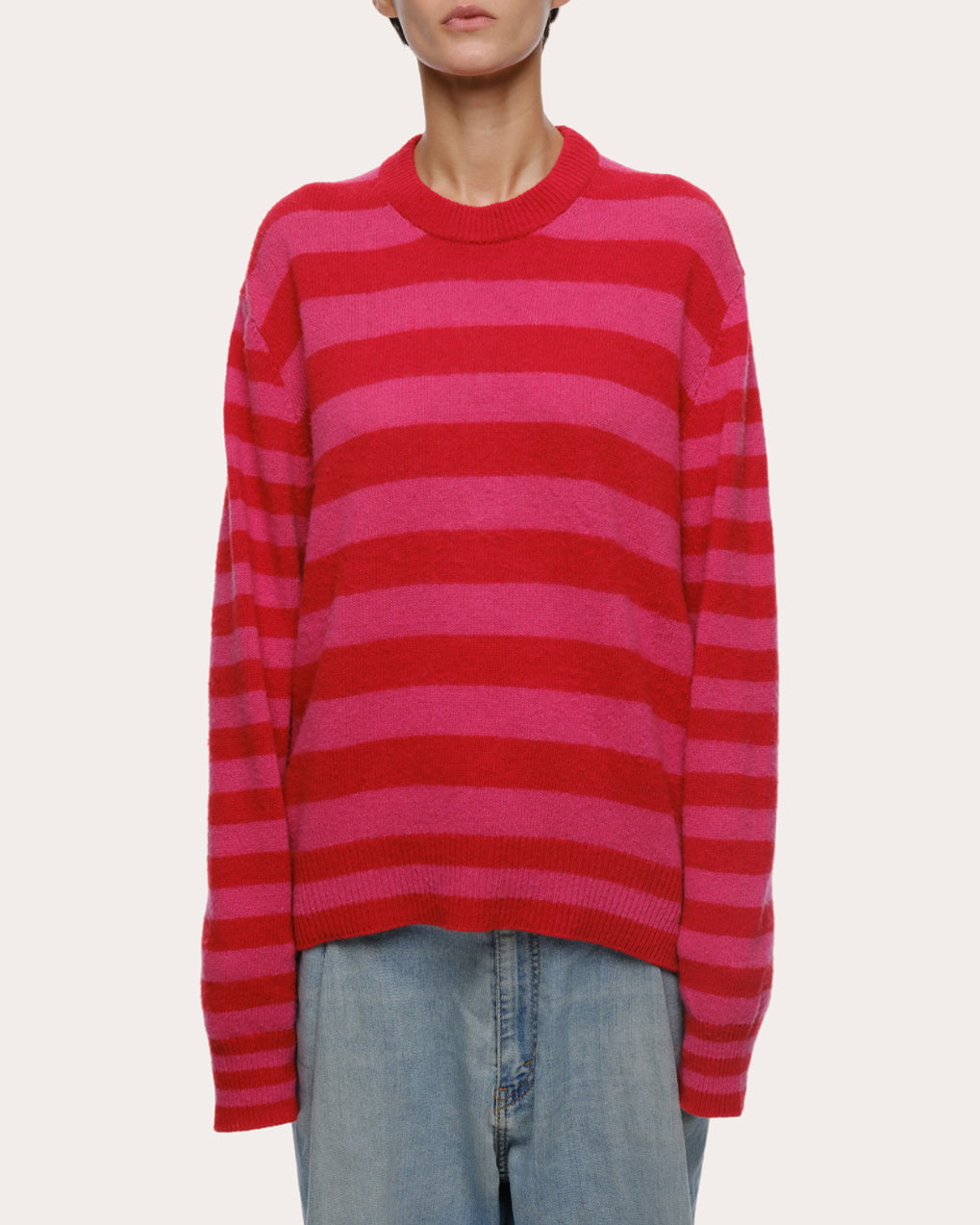 Jenn Striped Brushed Cashmere-Blend Sweater