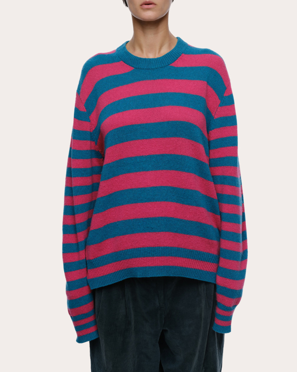 Jenn Striped Brushed Cashmere-Blend Sweater