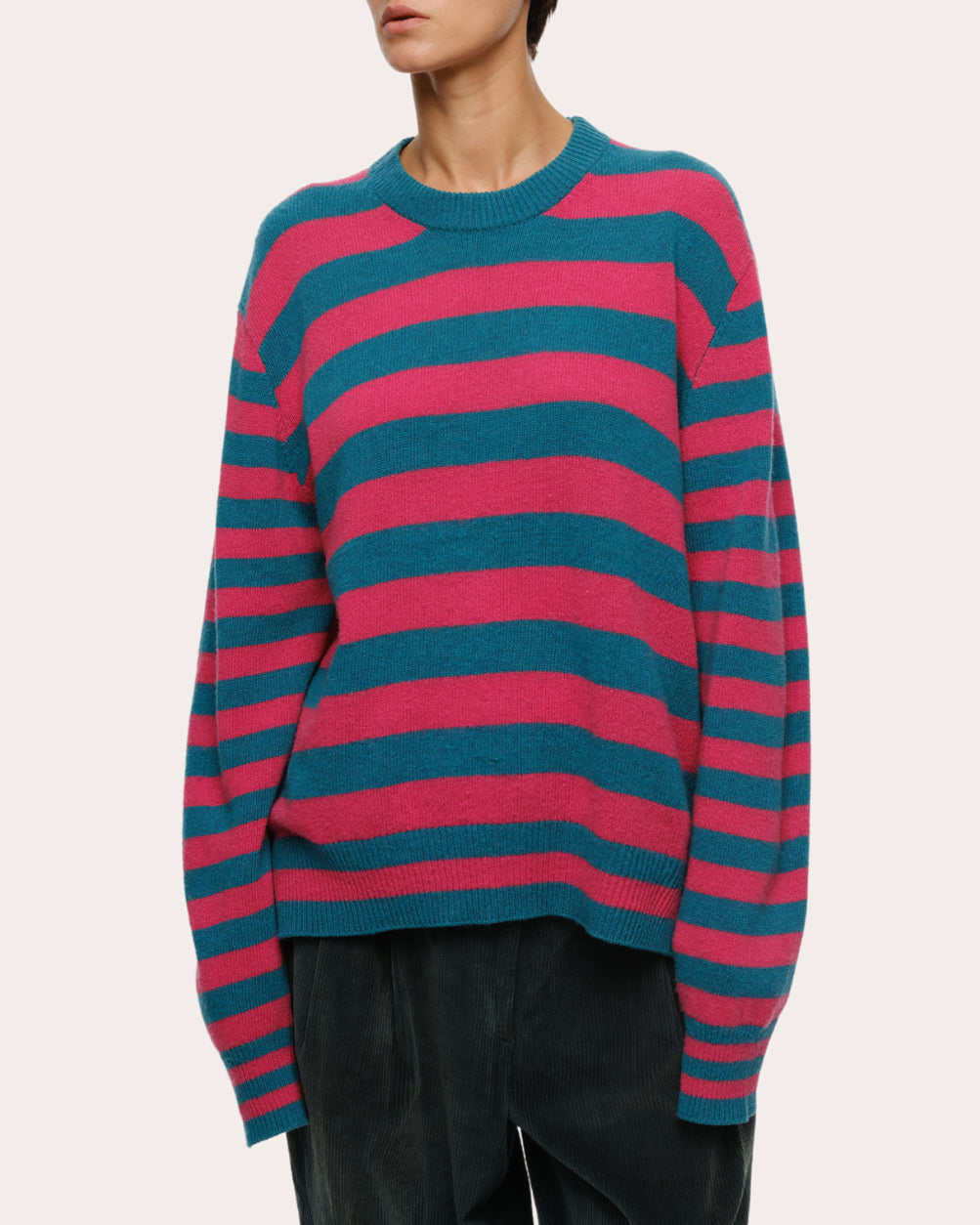 Jenn Striped Brushed Cashmere-Blend Sweater