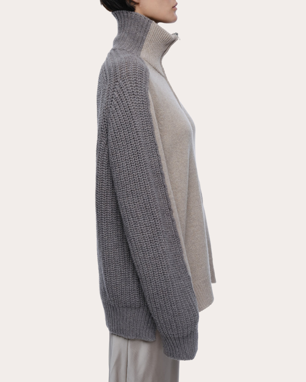 Dakota Paneled Recycled Wool-Cashmere Blend Zip-Up Cardigan
