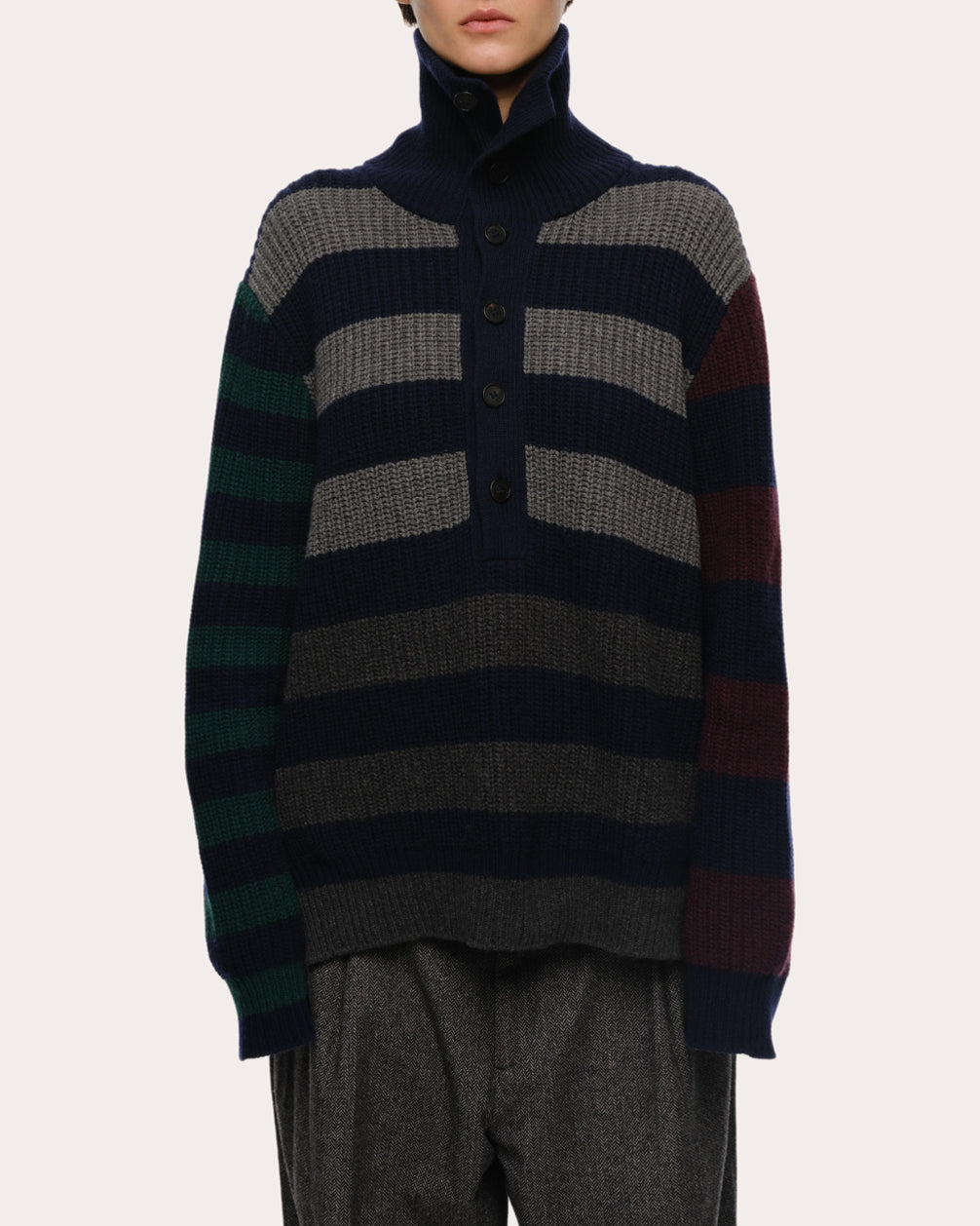 Parker Striped Cashmere-Blend Polo Sweater