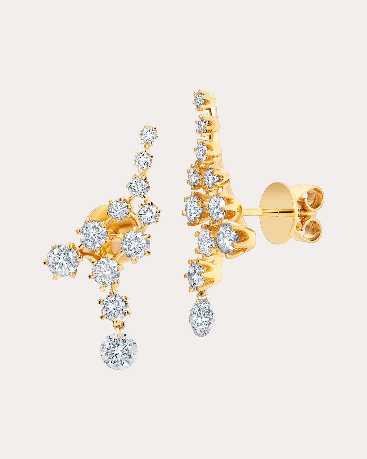 Floating 18K Gold Diamond Ear Climbers