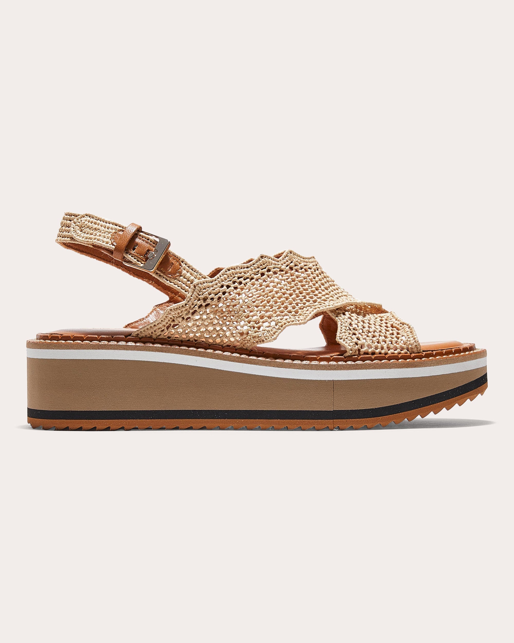 Feel II Crocheted Raffia Platform Sandal
