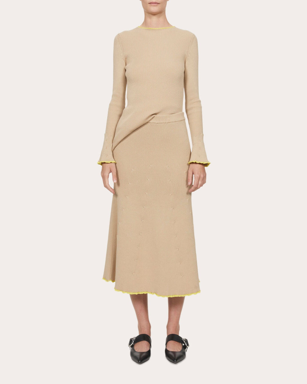 Fly Ribbed Midi Skirt