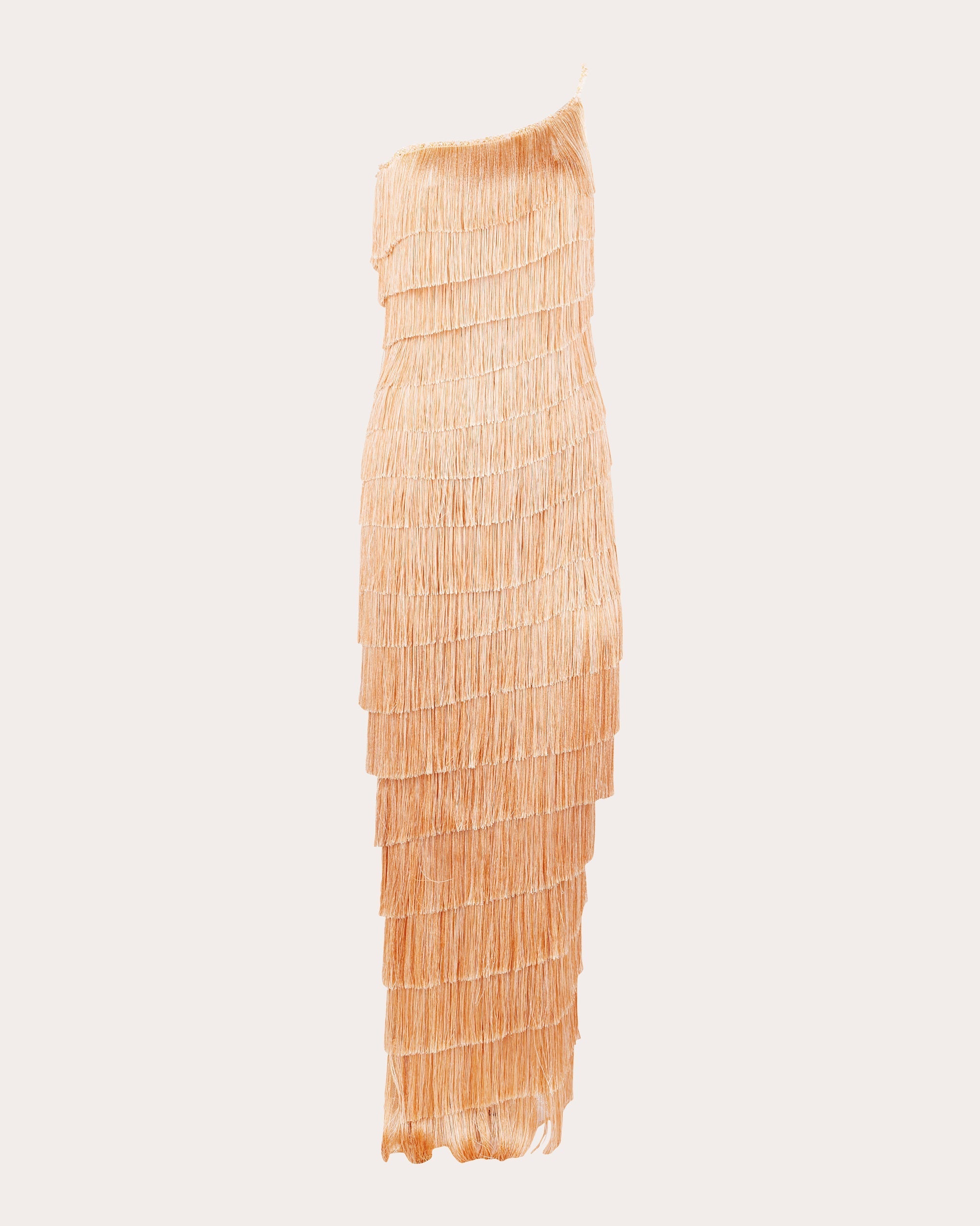 Isidora Asymmetric Fringed Silk-Blend Gown