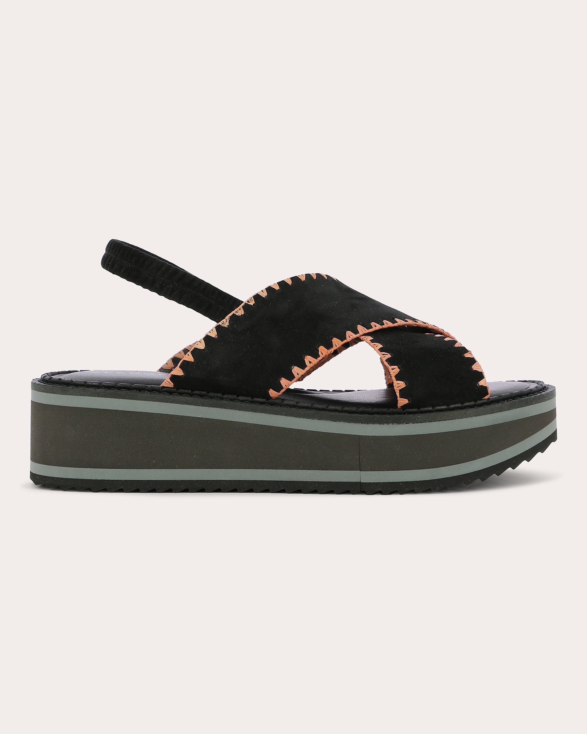 Freedom Stitch-Trimmed Leather Platform Sandal