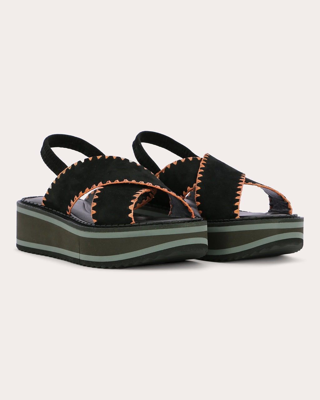 Freedom Stitch-Trimmed Leather Platform Sandal
