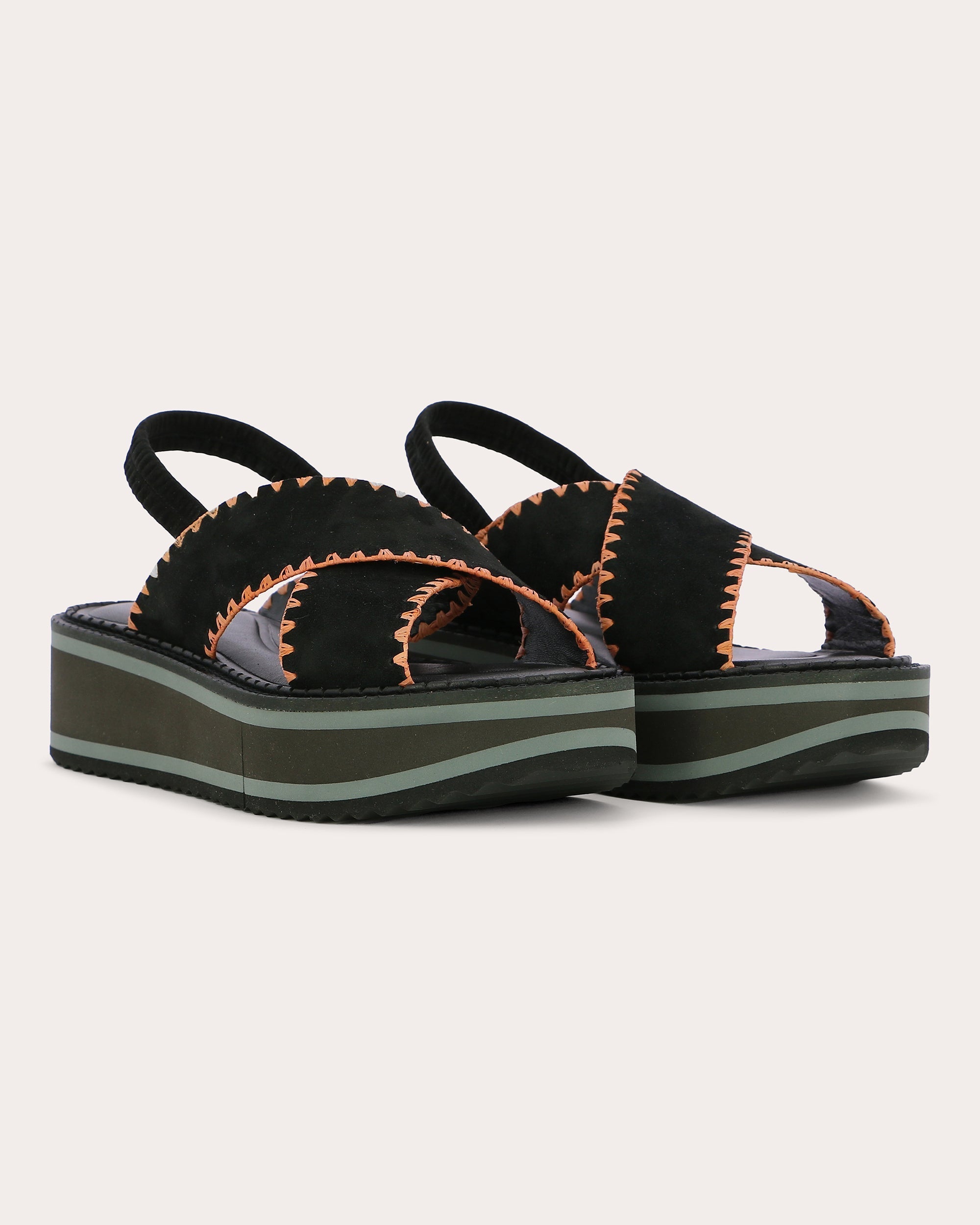 Freedom Stitch-Trimmed Leather Platform Sandal
