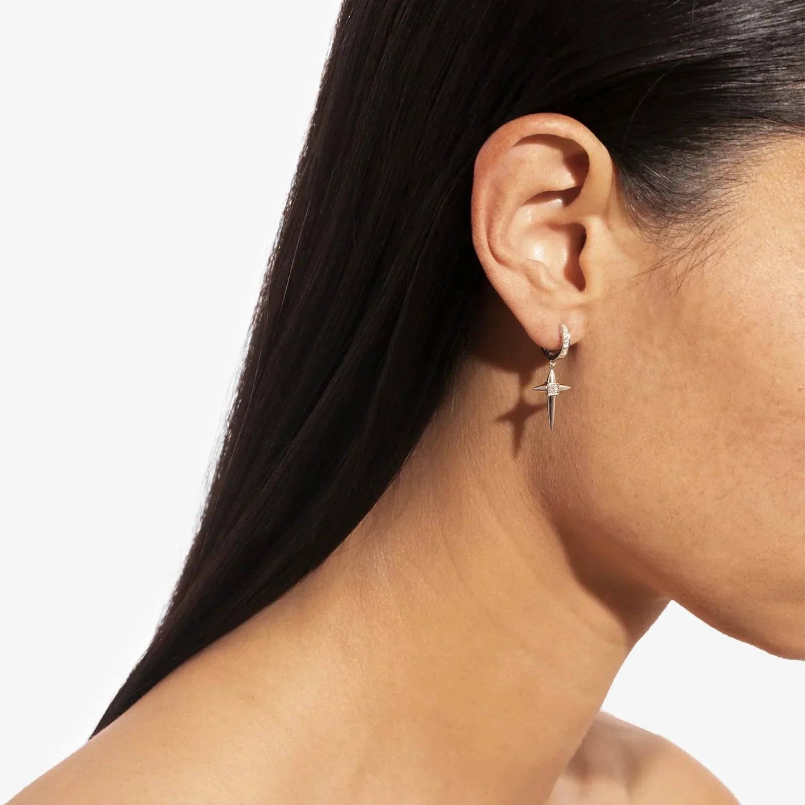 Rockaway 18K Gold Diamond Mini Cross Single Hoop Earring