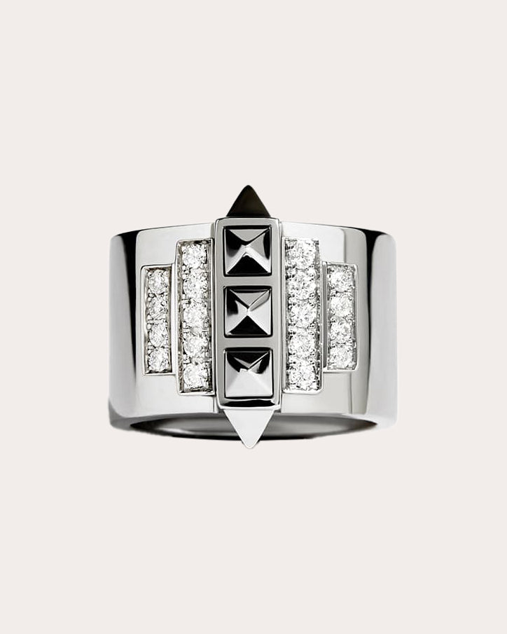 Rockaway Rhodium-Plated Sterling Silver Diamond Pinky Ring
