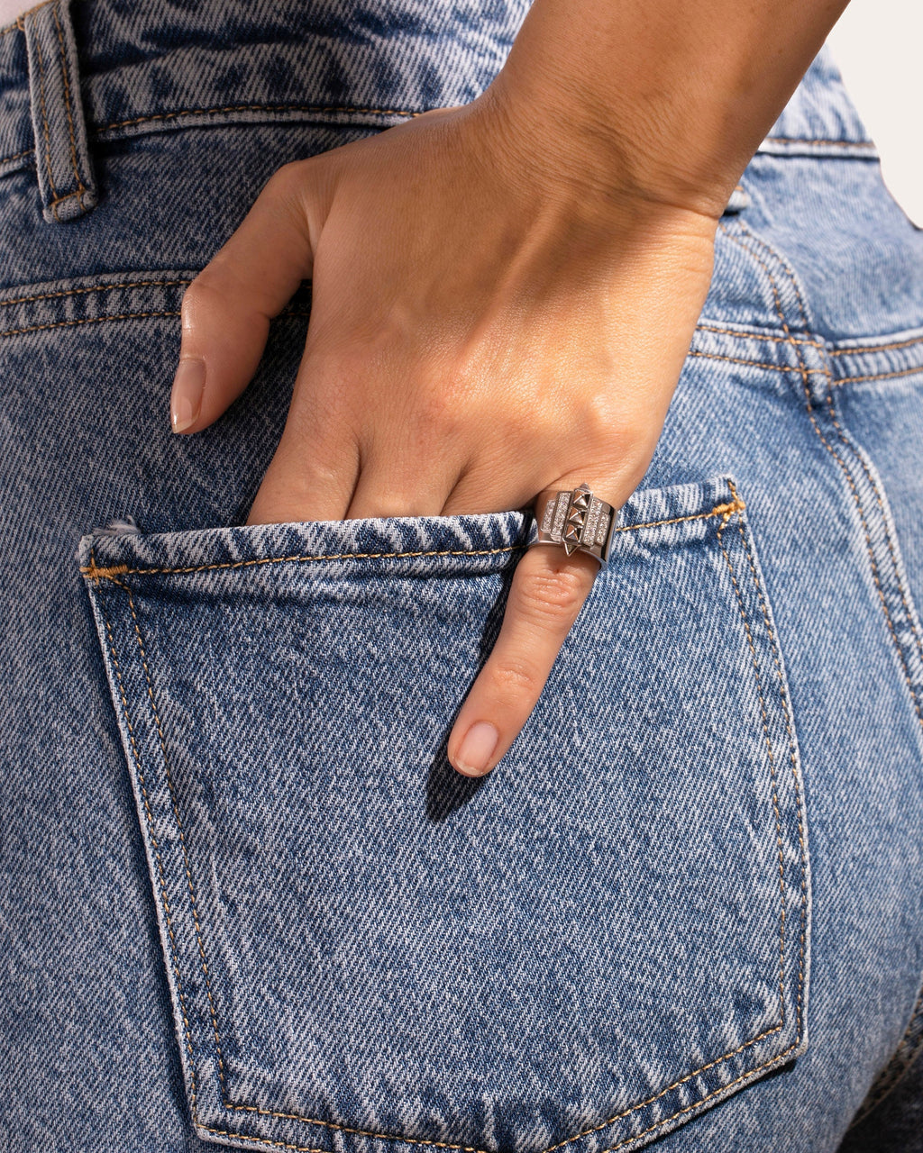 Rockaway Rhodium-Plated Sterling Silver Diamond Pinky Ring