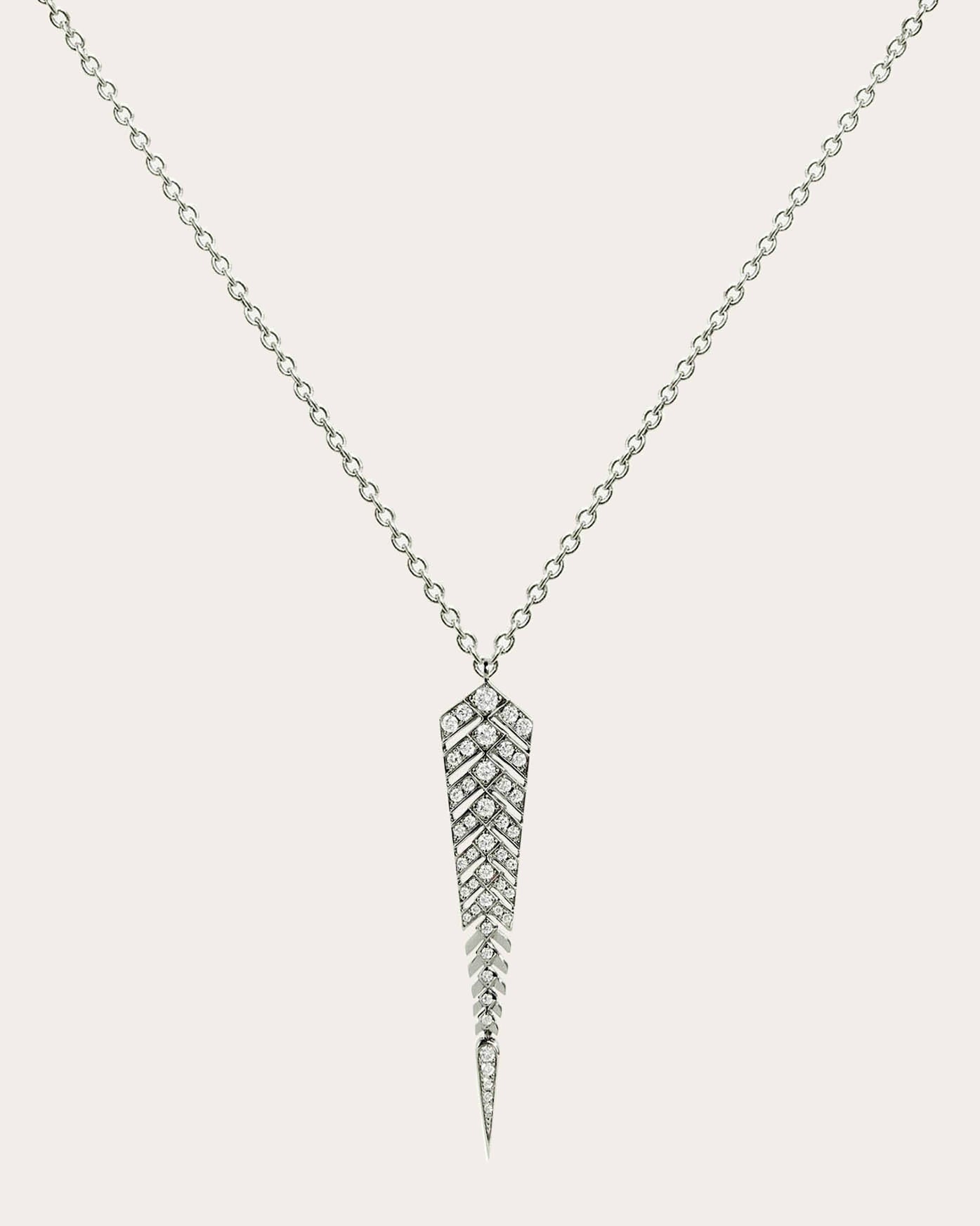 Stairway M Rhodium-Plated Sterling Silver Diamond Pendant Necklace