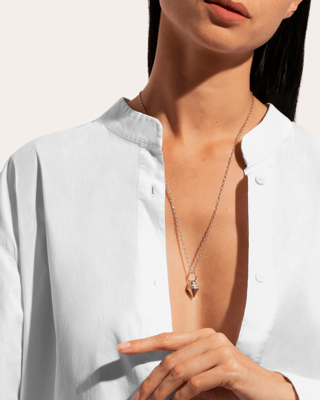 Anyway Rhodium-Plated Sterling Silver Diamond Pendant Necklace