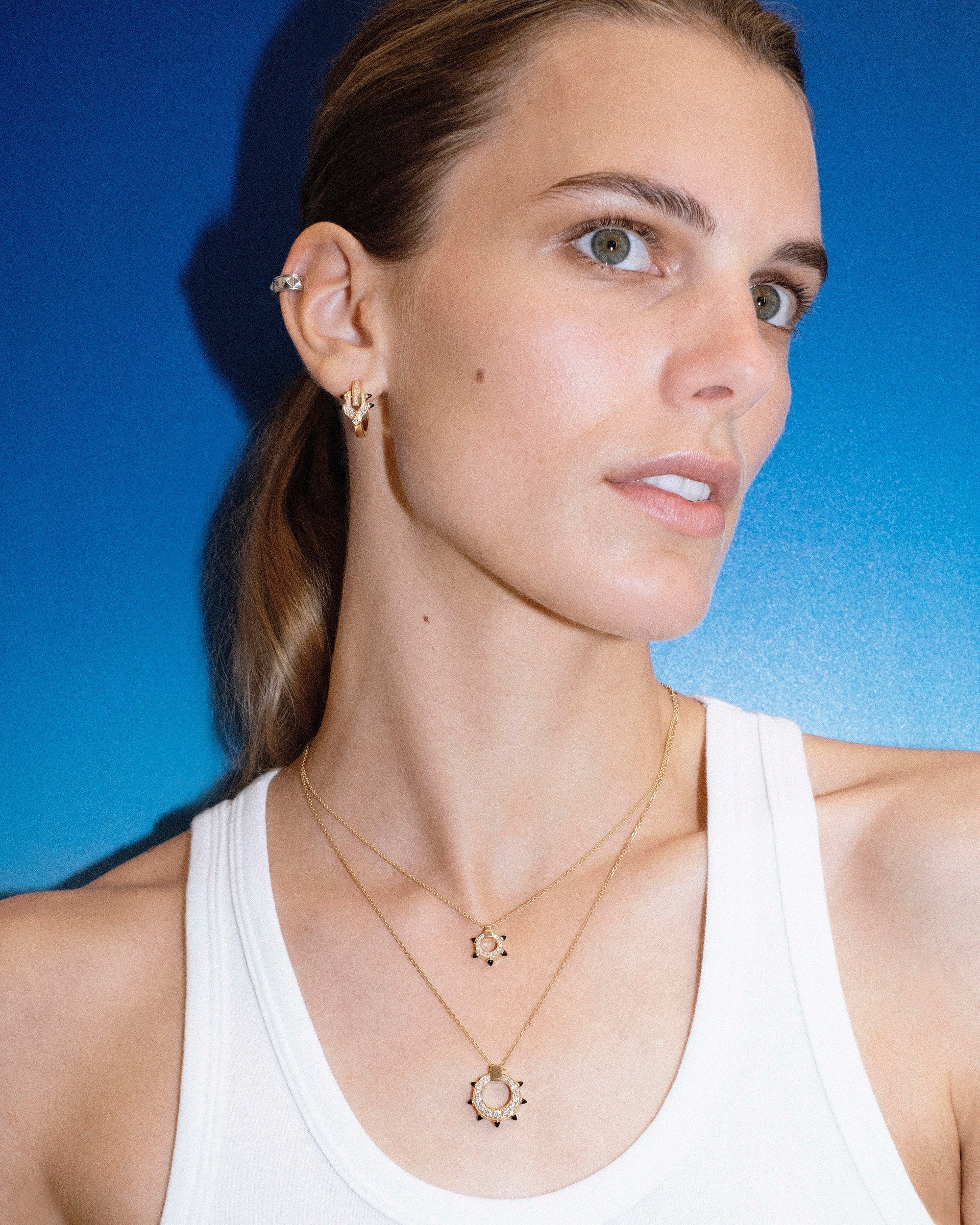 Spike 18K Gold Black Agate and Diamond Pendant Necklace