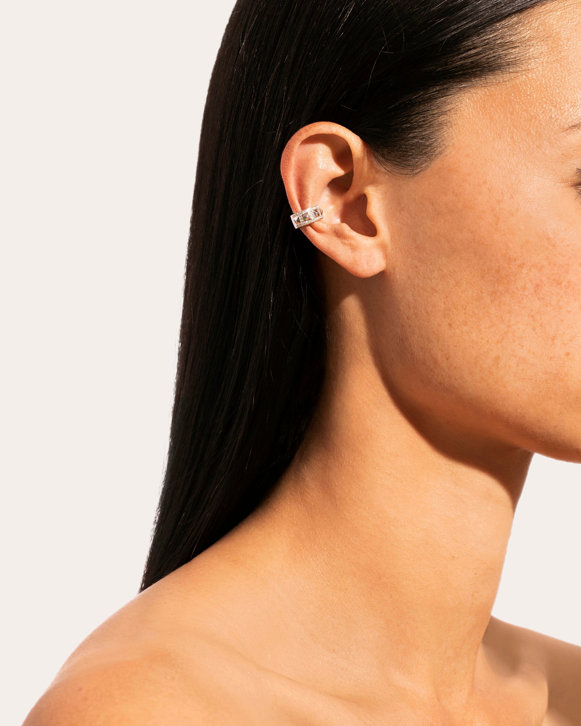 Rockaway Rhodium-Plated Sterling Silver Diamond Ear Cuff