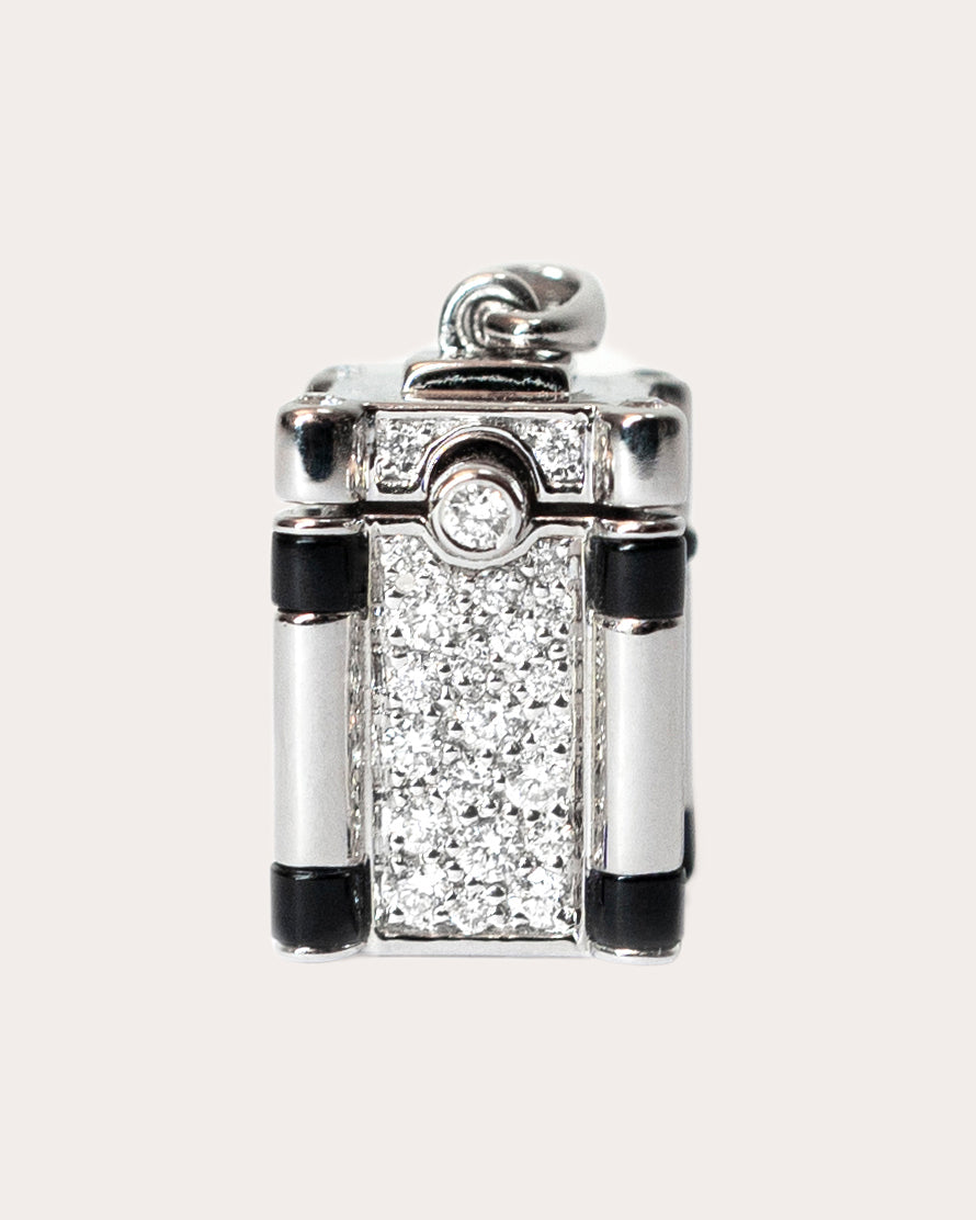 Wish Box Sterling Silver Black Agate and Diamond Pendant Necklace