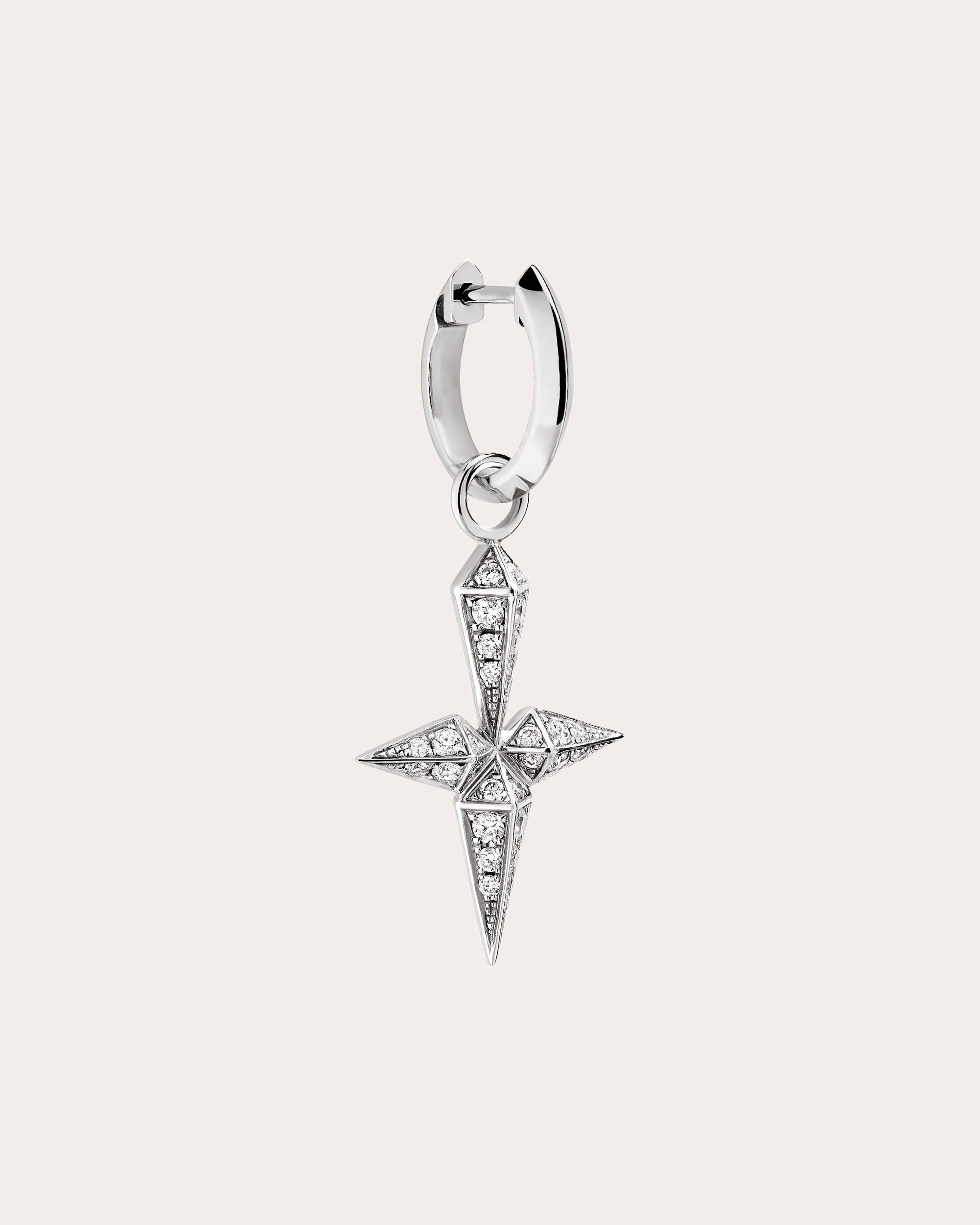 Rockaway Rhodium-Plated Sterling Silver Diamond Single Earring