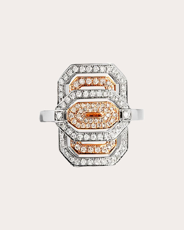 Mini My Way 18K Gold and Rhodium-Plated Sterling Silver Diamond Ring