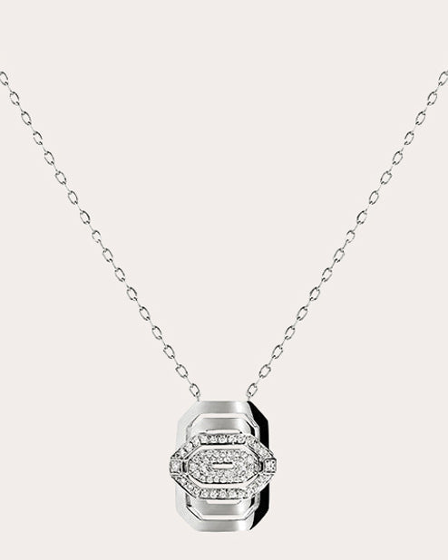 My Way Rhodium-Plated Sterling Silver Diamond Pendant Necklace