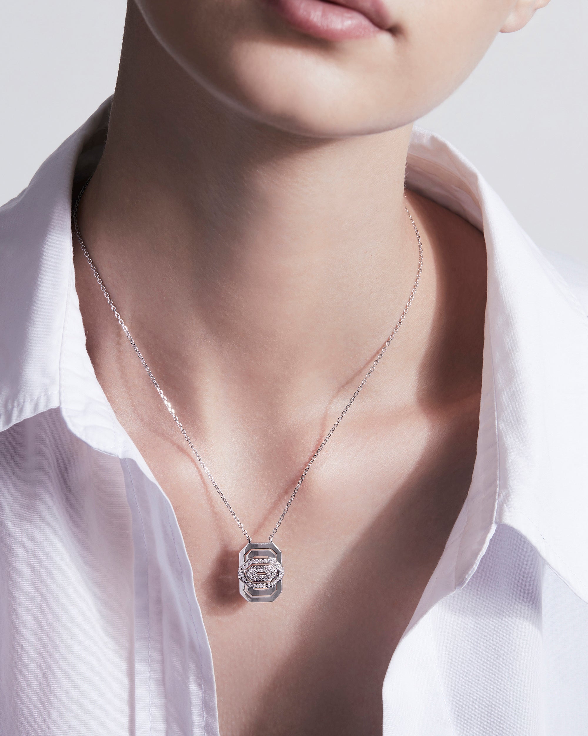My Way Rhodium-Plated Sterling Silver Diamond Pendant Necklace