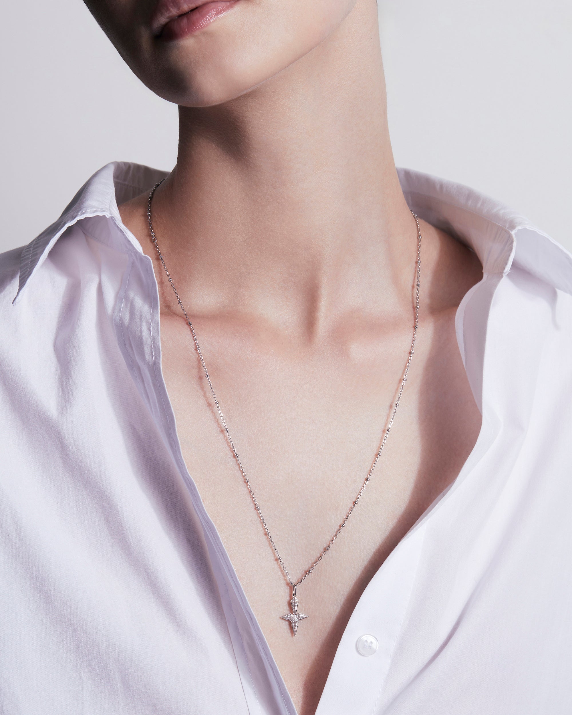 Rockaway Rhodium-Plated Sterling Silver Diamond Pendant Necklace