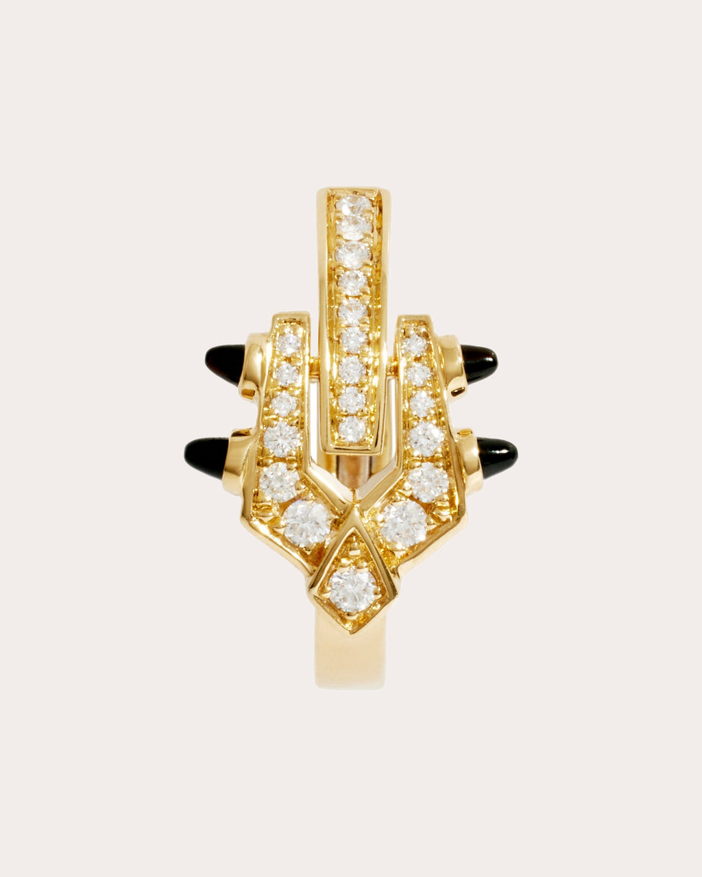 Spike 18K Gold Agate and Diamond Single Hoop Earring