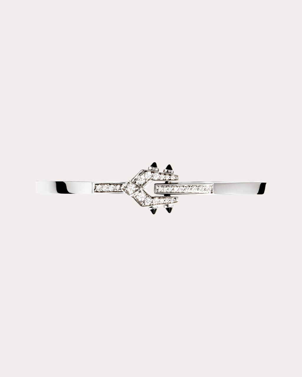 Spike Rhodium-Plated Sterling Silver Black Agate and Diamond Cuff