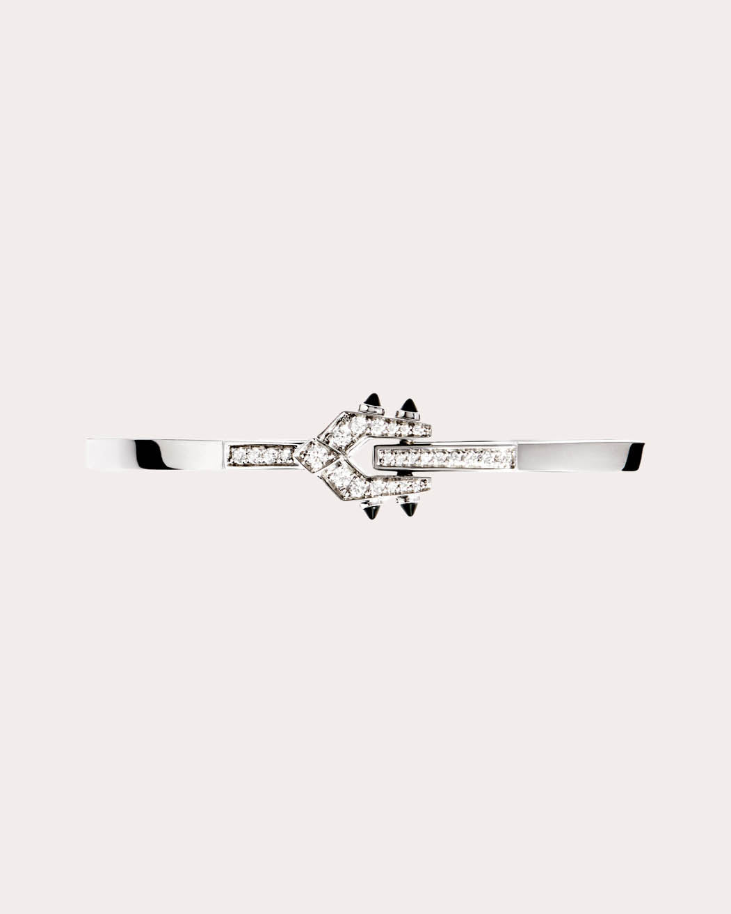 Spike Rhodium-Plated Sterling Silver Black Agate and Diamond Cuff