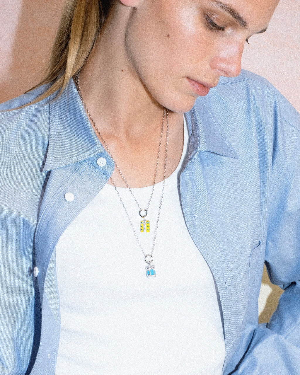 Wish Box Sterling Silver Enamel and Diamond Pendant Necklace