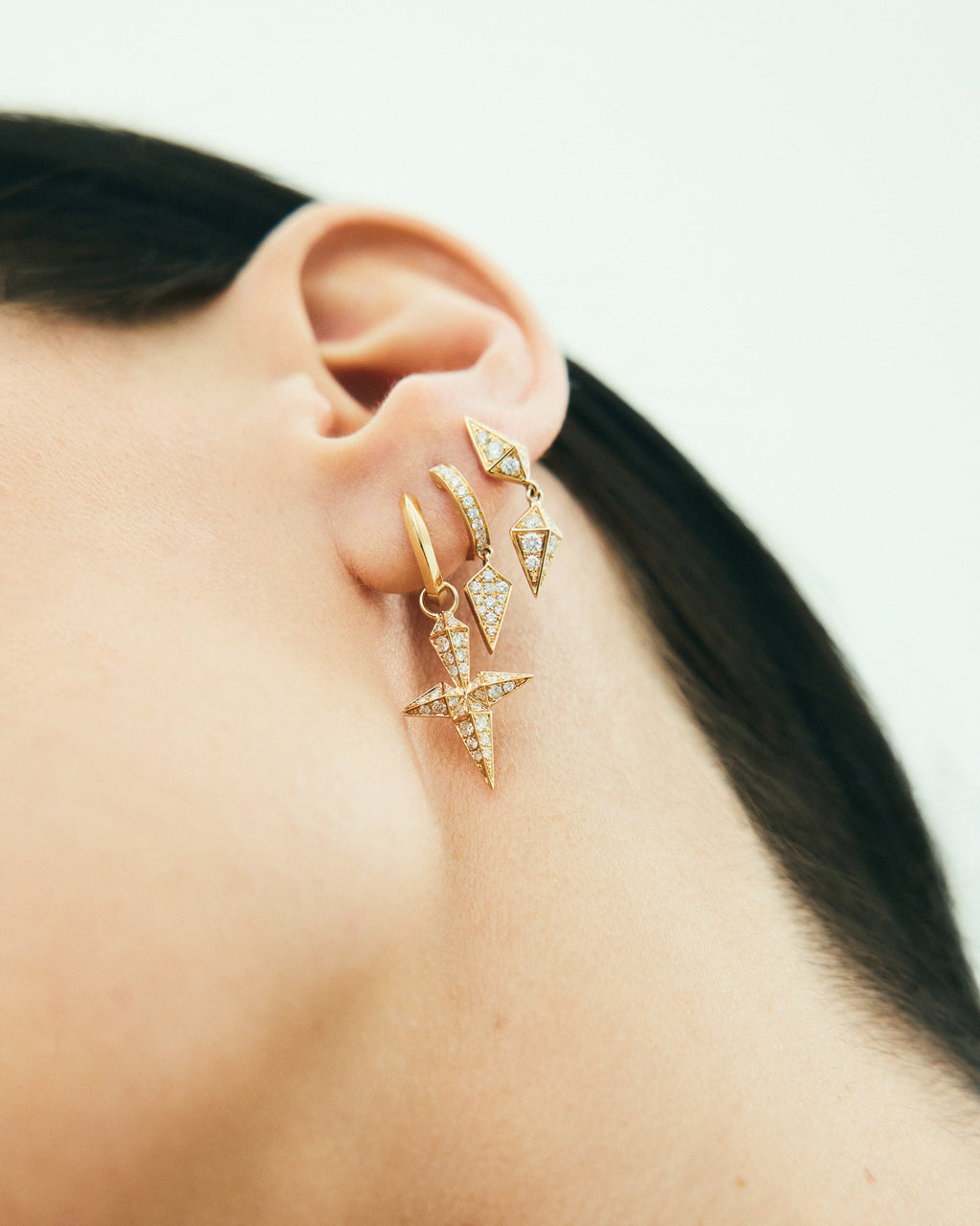 Rockaway 18K Gold Diamond Single Cross Earring