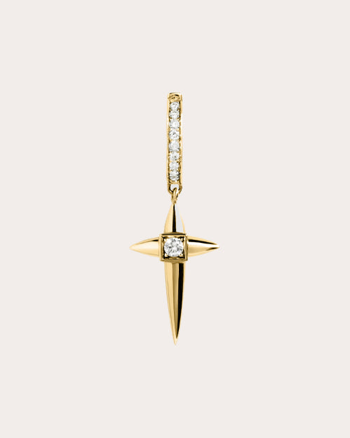 Rockaway 18K Gold Diamond Mini Cross Single Hoop Earring