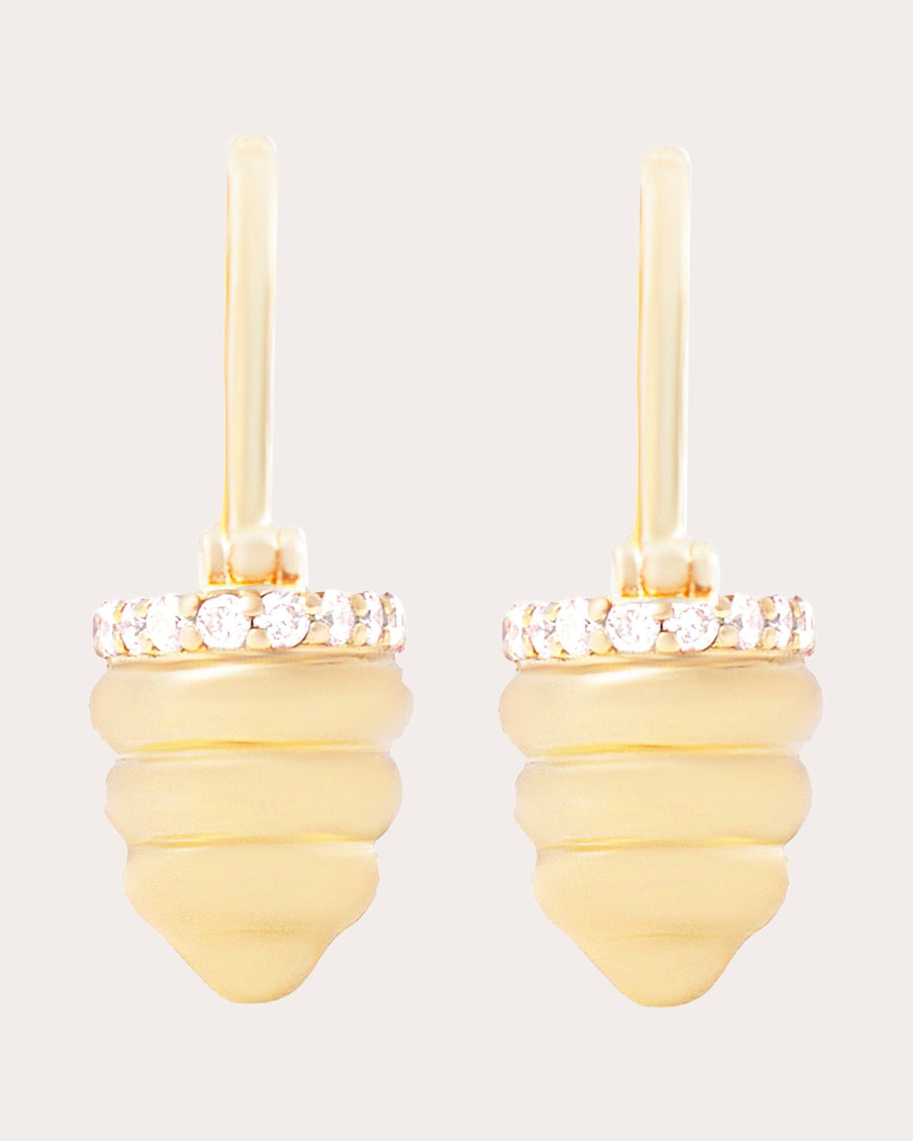 Found Cap 14K Gold Diamond Earrings