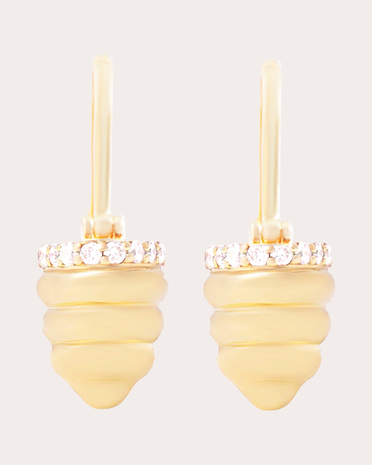 Found Cap 14K Gold Diamond Earrings