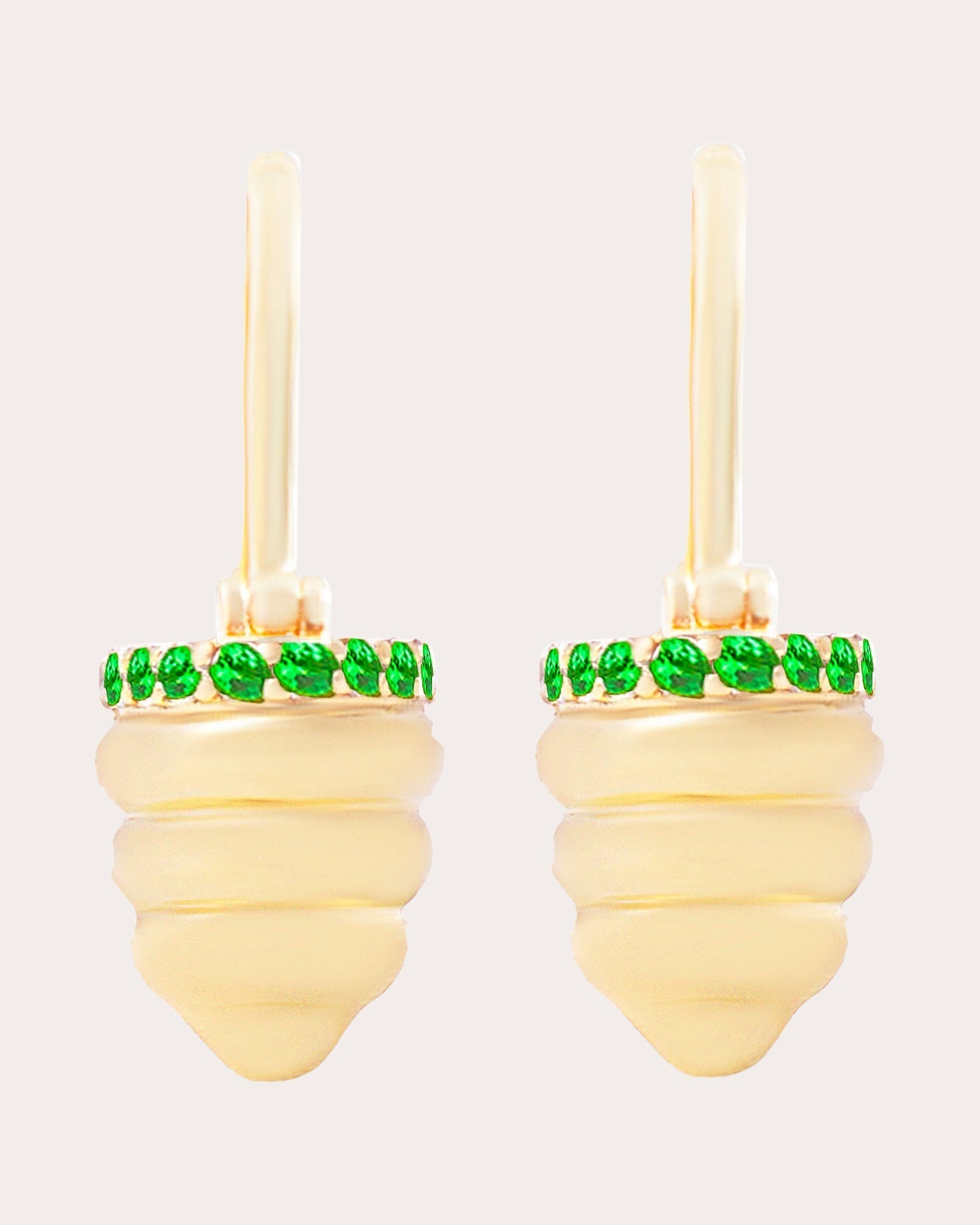 Found Cap 14K Gold Tsavorite Earrings