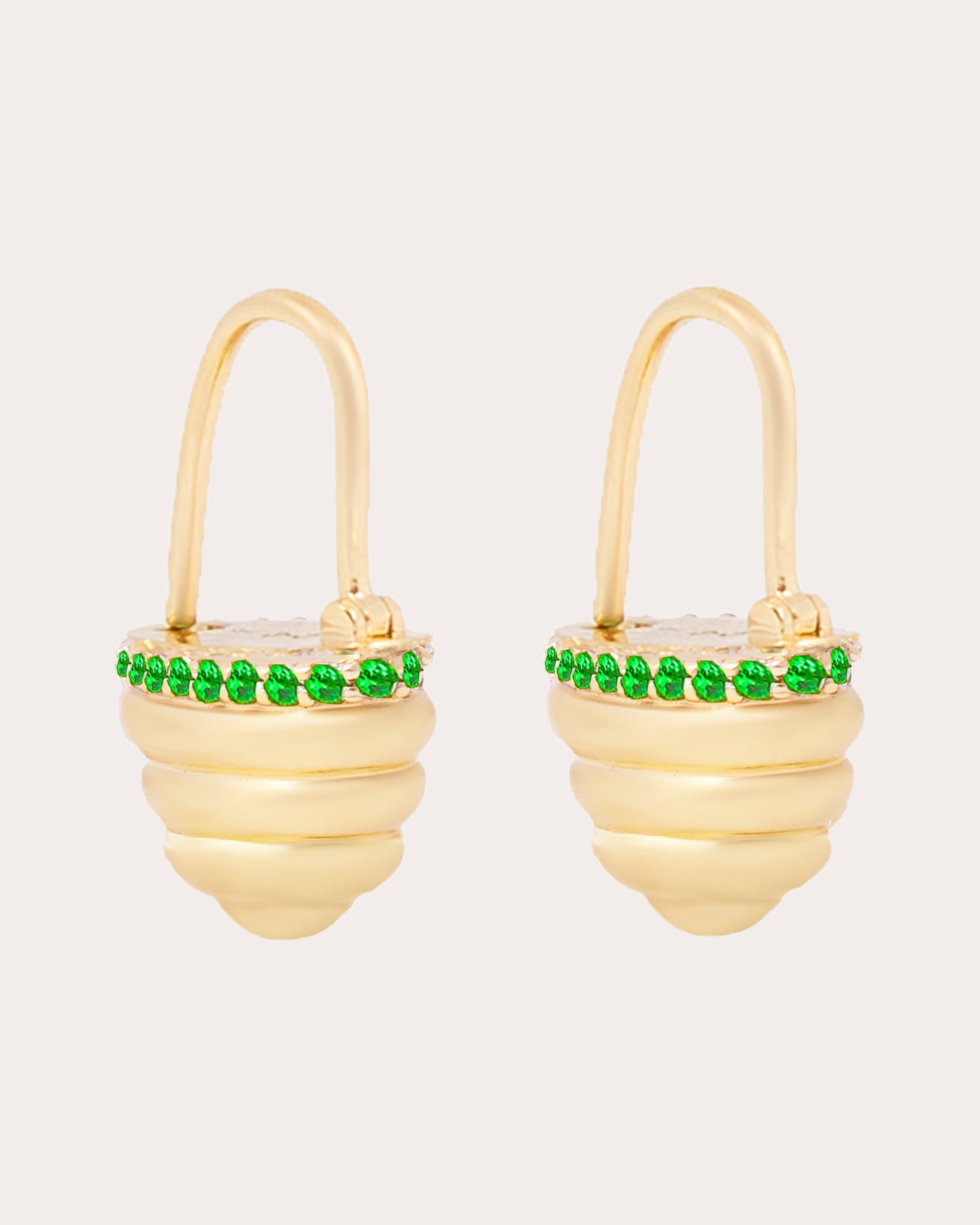 Found Cap 14K Gold Tsavorite Earrings