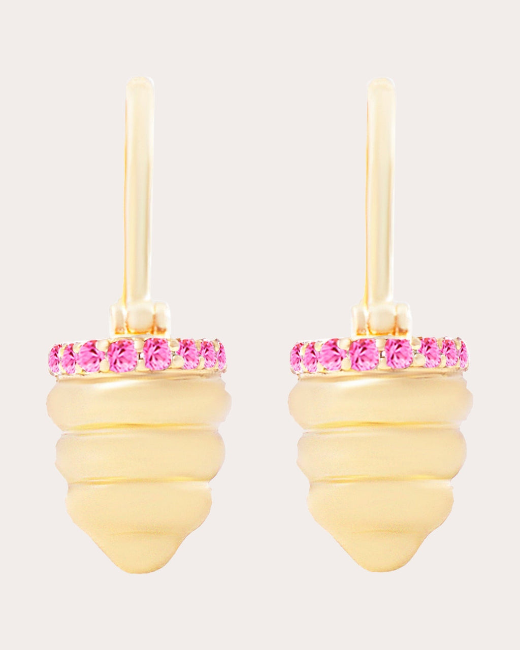 Found Cap 14K Gold Pink Sapphire Earrings