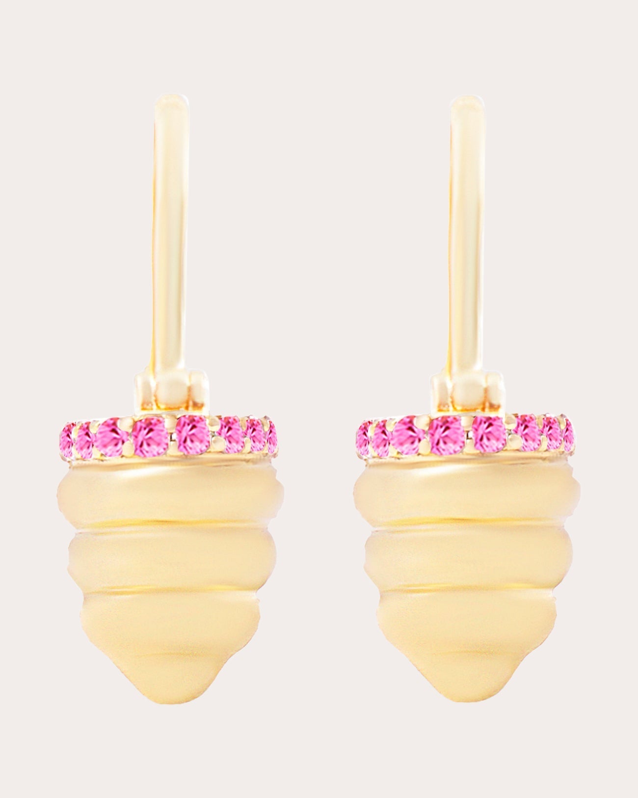 Found Cap 14K Gold Pink Sapphire Earrings