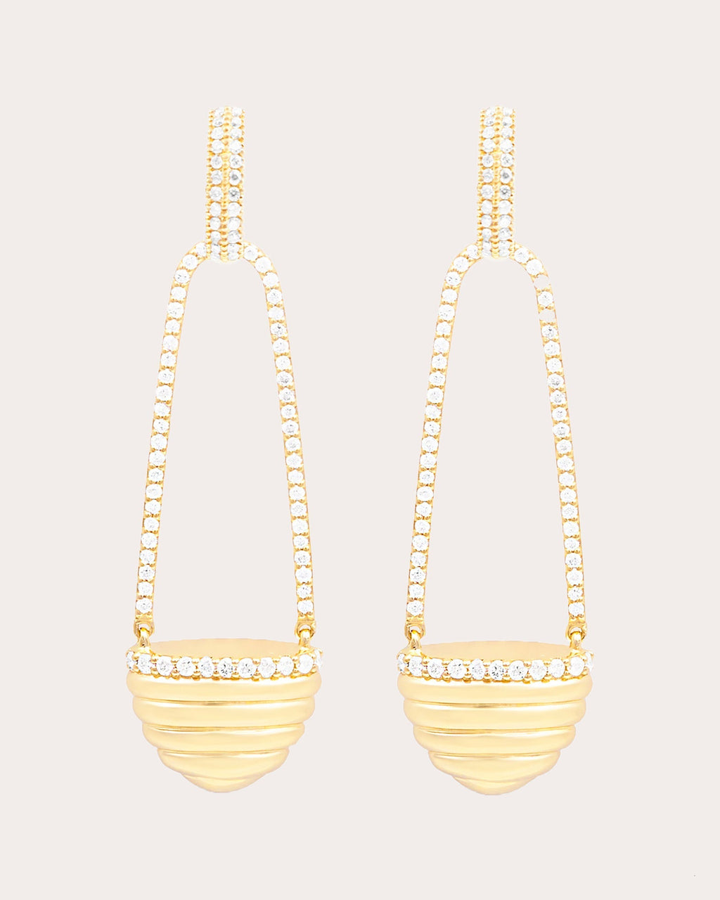 Found Cap 14K Gold Diamond Chandelier Earrings