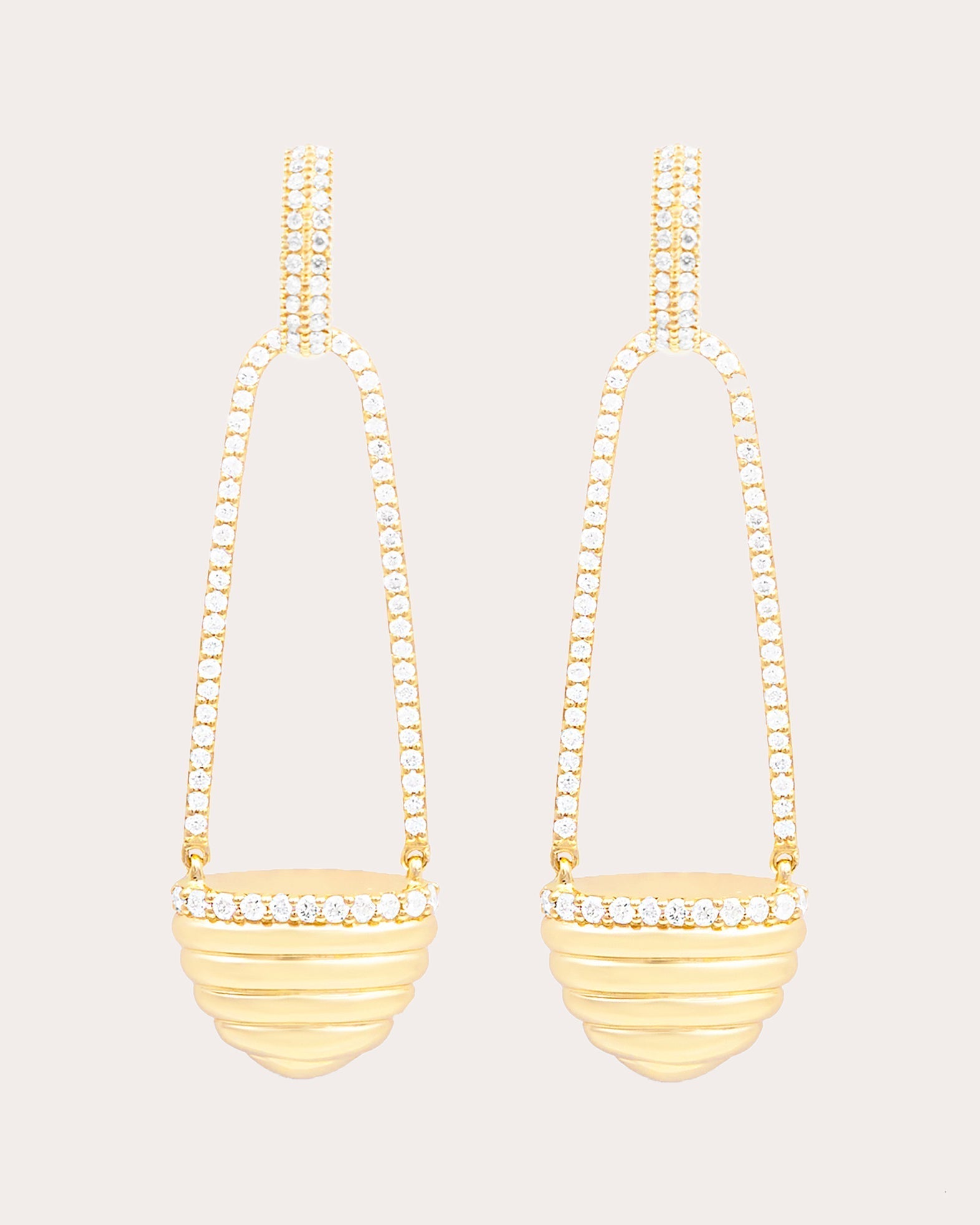 Found Cap 14K Gold Diamond Chandelier Earrings