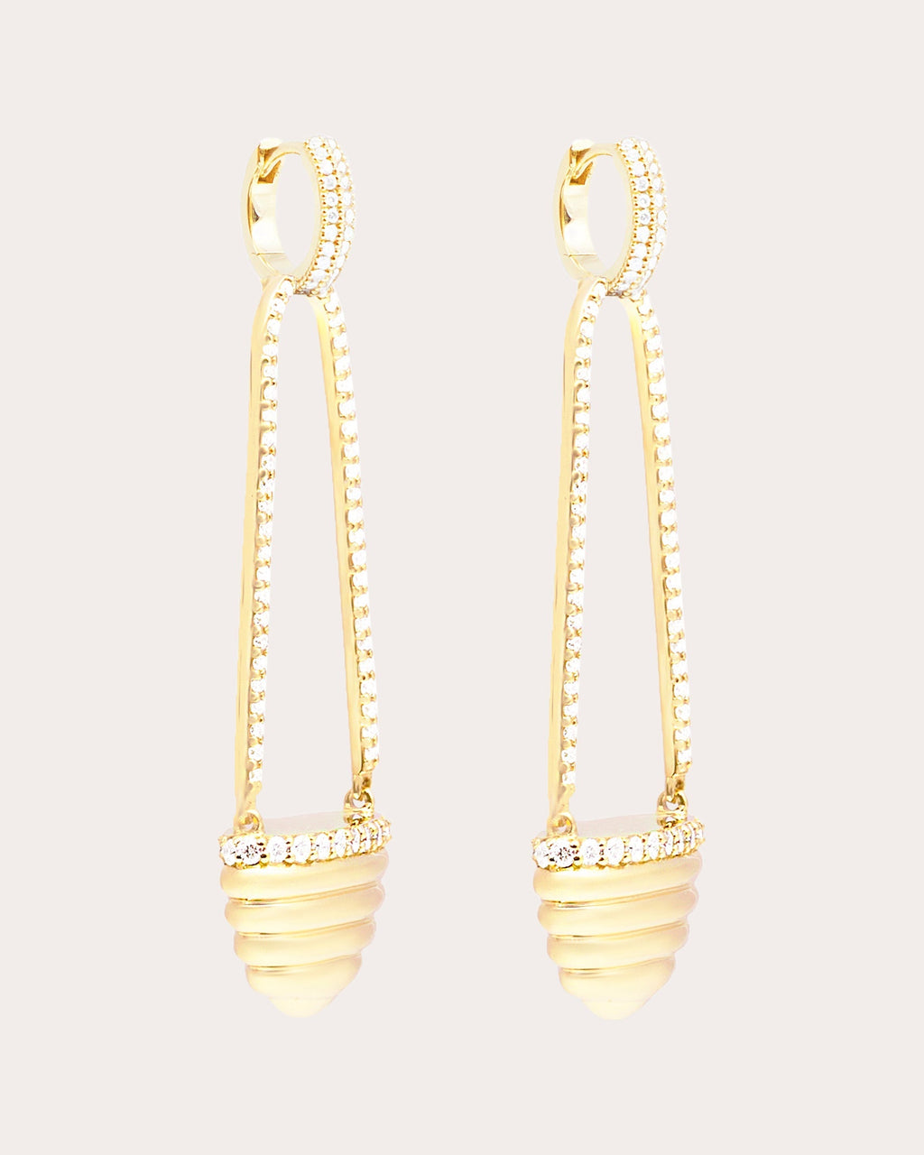 Found Cap 14K Gold Diamond Chandelier Earrings