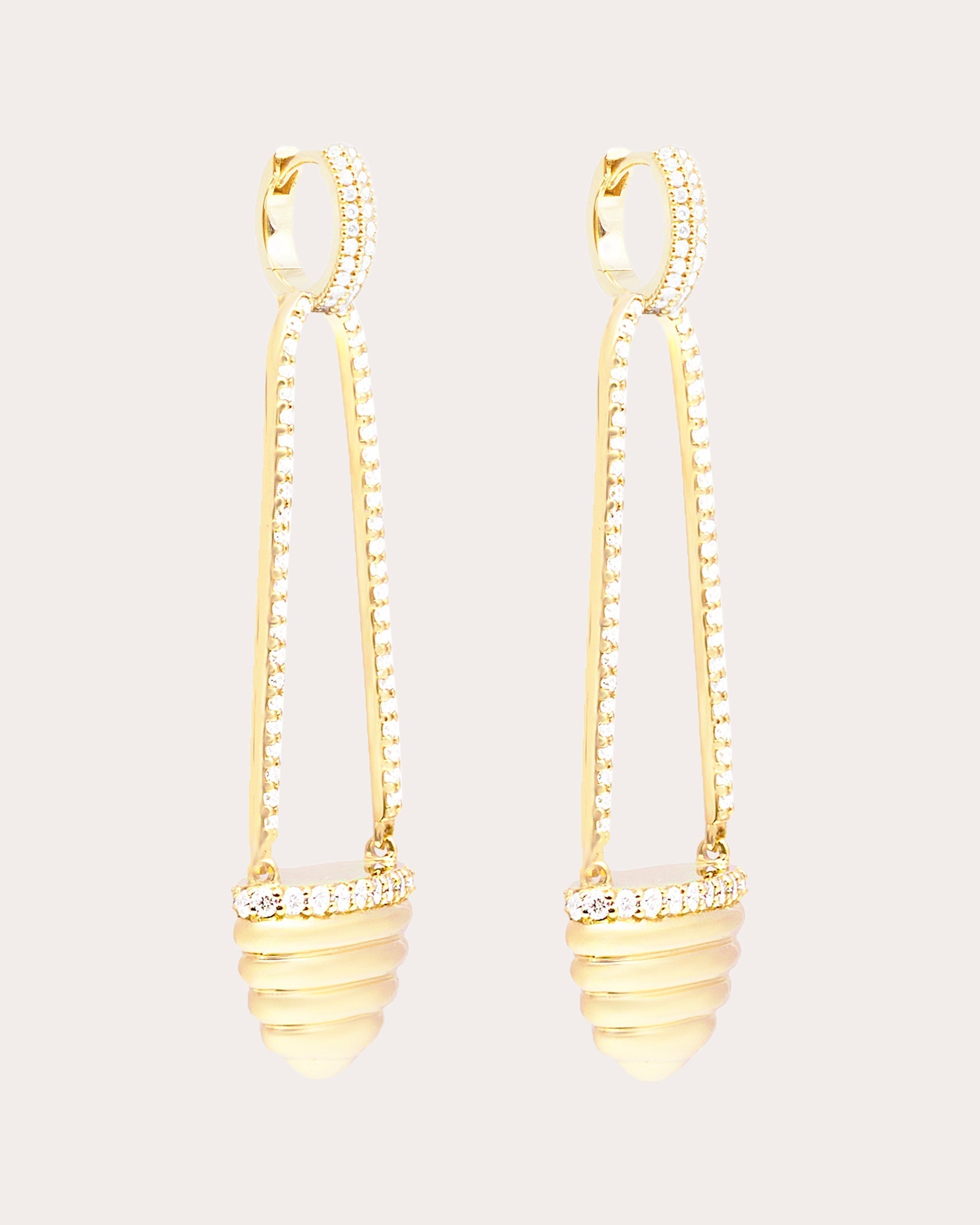 Found Cap 14K Gold Diamond Chandelier Earrings